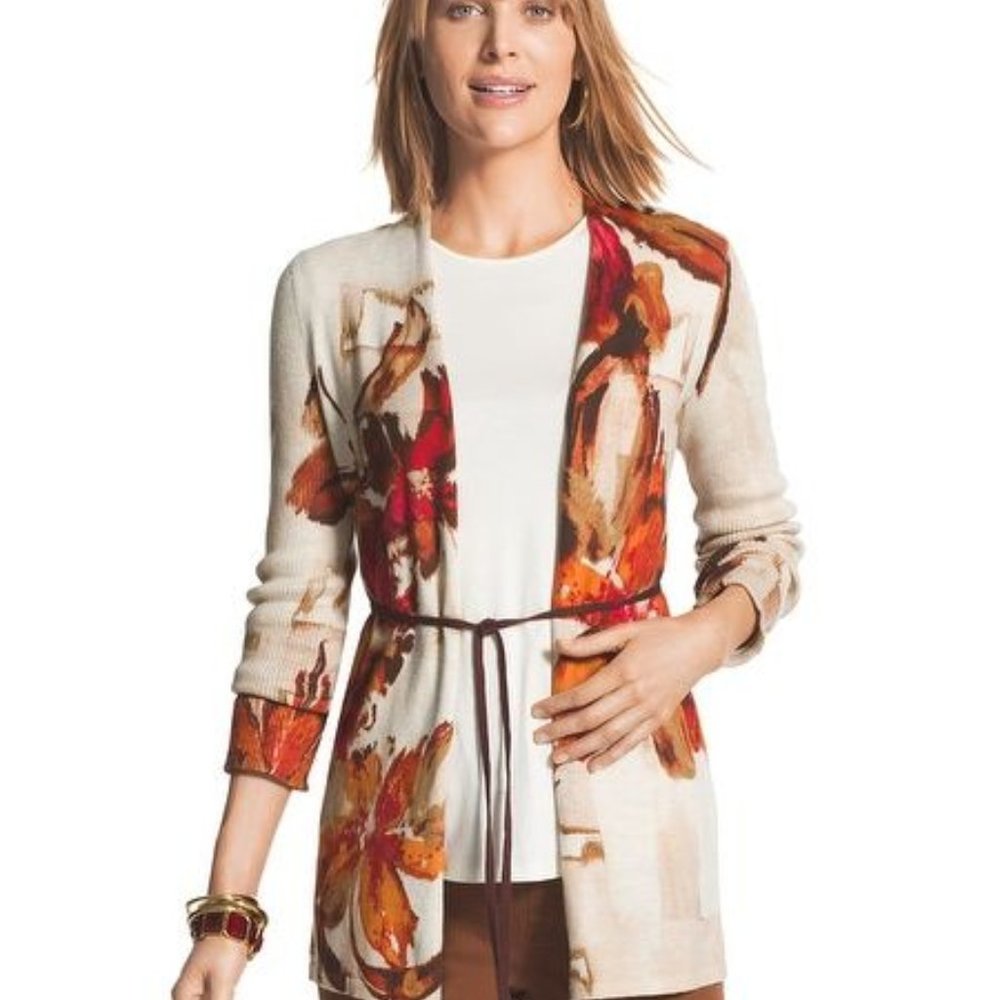 Chico's Warm Floral Valencia Cardigan size 0
